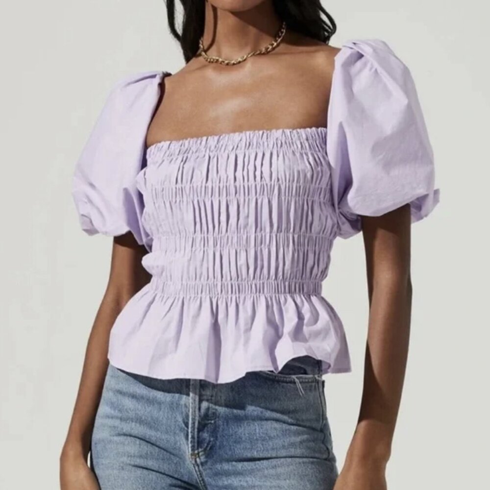 NWT ASTR Savina Lavendar Puff Sleeve Cropped Top - XL from Anthropologie